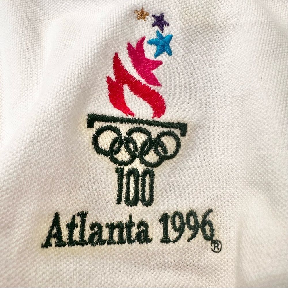 Vintage 1996‎ Atlanta Olympic White Polo Shirt Men's L 100% Cotton Embroidered - Picture 6 of 6